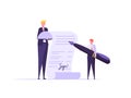 Digital signature, business contract, electronic contract, e-signature concept. Vector illustration in flat design Royalty Free Stock Photo